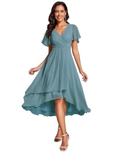 Ever-Pretty Women's Chiffon Midi Wedding Guest Dress Semi Formal Dresses