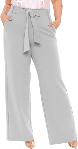 Image of FRAULEIN Women's Western Stylish Trousers Relax Fitting Belted Wide Leg [S - 5XL] Size Pants