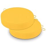 Cozyide Waterproof Outdoor Bistro Chair Cushions with Non-Slip Ties, Thickened Round Outdoor Cushions with Removable Covers, 2 Pack, 15'x15'x3', Yellow