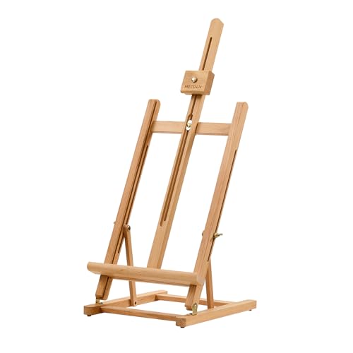 MEEDEN Large Wooden Tabletop H-Frame Easel, 38'' High, Solid Beech Wood Table Easel for Painting Canvas 25'' Max, Studio Desktop Art Easel Stand for Painting & Displaying,for Artists & Beginners