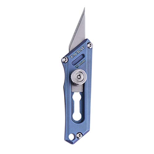 Tacray Titanium Utility Mini Knife, Small Box Cutter With Retractable And Replaceable Blade For Multiple Cutting Tasks And Edc, Comes With 2Pcs Of Extra Blades For Replacement (Blue) #TOP1