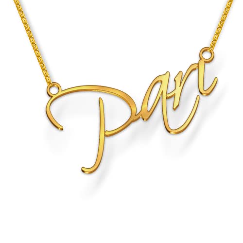 Image of Pari Cursive Gold & Silver Name Pendant Necklace, Best Jewelry Gift for Girls.