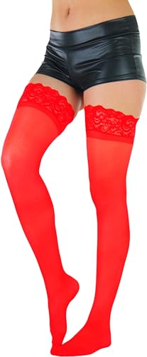 Image of ToBeInStyle Women's Wide Floral Lace Fishnet Thigh Hi Stockings