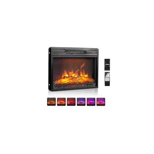 ROVSUN 26' Electric Fireplace Inserts with APP & Remote Control, 1400W Recessed Stove Heater with 8H Timer, 6 Flame Colors, 5 Brightness for Indoor Use, ETL