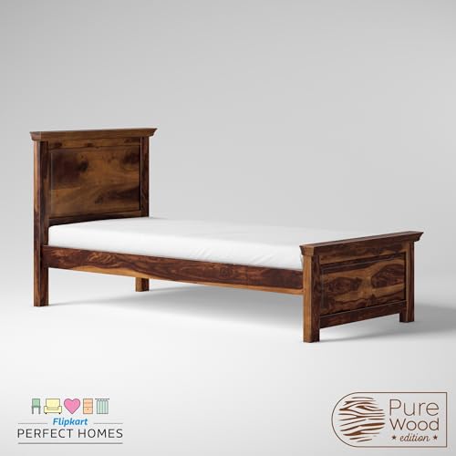 Image of AADITYA WOODS Solid Sheesham Wood Single Bed Cot Without Storage | Single Size Bed for Bedroom | Multipurpose Use Bed- Walnut 21