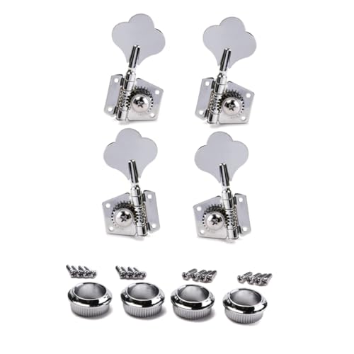 Wakauto Chrome Finish Bass Tuning Pegs Set of 4 Right-handed Tuner Heads for 4 String Bass Guitar Guitar Tuner Machine Head Tuners Guitar Tuning Keys