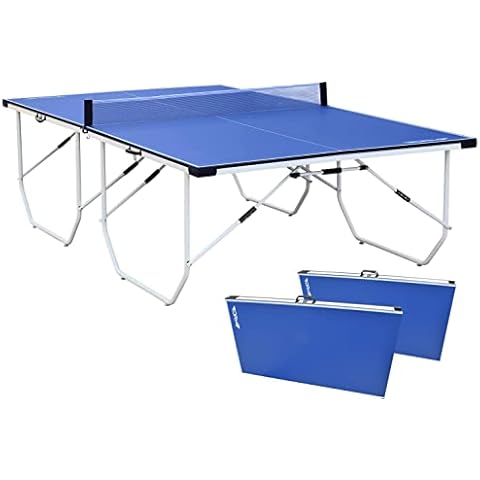 ALPIKA 9FT Professional Portable Table Tennis Table Indoor Outdoor Table Tennis Table, 10 Minute Quick Assembly Adjustable Ping Pong Table with Single Player Playback Mode and Net Cover