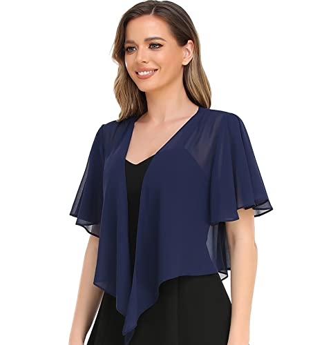 Image of Womens Shrug Chiffon Shawl Wraps Open Front Tie Top Cardigan for Evening Dress