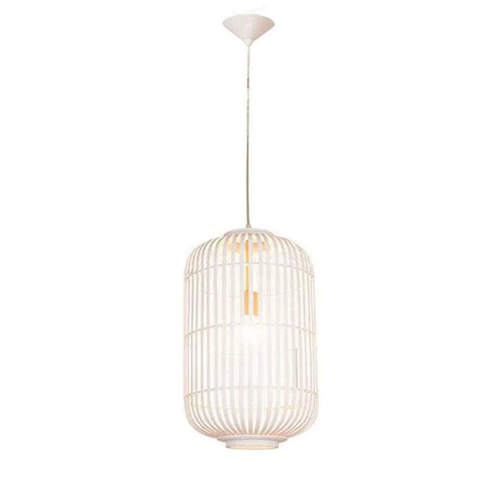 Suspension cage oiseaux bambou pour éclairage tamisé de salon cosy