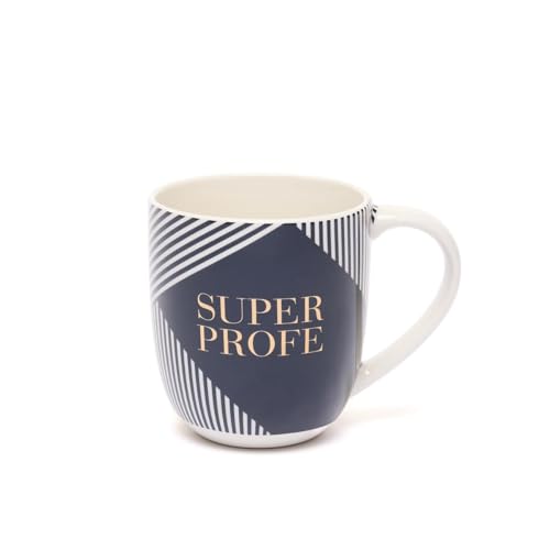 DRAEGER PARIS 1886 - Taza Cerámica Mensaje Super Profe Diseño Chic - 320 ml - Color Azul o Rosa con Detalles en Oro - Elegante y Decorativa - Apta Lavavajillas DRAEGER PARIS 1886 - Taza Cerámica Mensaje Super Profe Diseño Chic - 320 ml - Color Azul o Rosa con Detalles en Oro - Elegante y Decorativa - Apta Lavavajillas