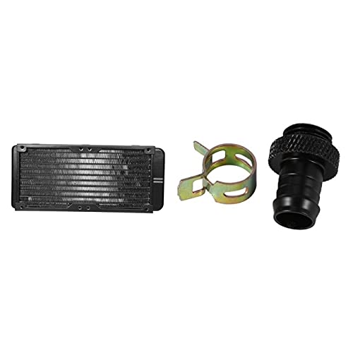 Lysee 3D Printer Parts & Accessories - 1 Pcs 240Mm 10 Tubes Computer Radiator Water Cooling Cooler & 2Pcs 8Mm X 11Mm Water Heatsinks Cooler Clamp - (Color: Black)