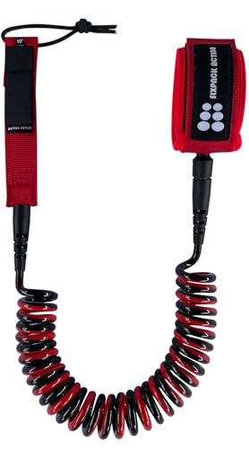 SIXPACK ACTION 10ft 7mm SUP Paddleboard Leash Coiled Cord with Superior Anti-Slip Cuff and Flexible...