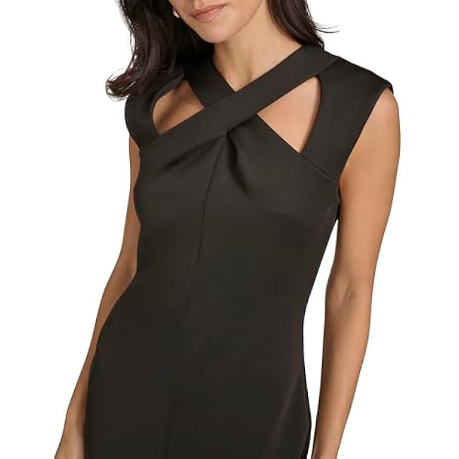Calvin Klein Women's Basic Cross-Neck Scuba Sheath Dress
