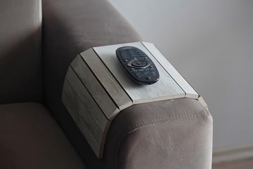 Image of Hamdan Sofa arm Tray Couch Bedside Wood Coaster Coffee Cup Foldable armrest Caddy end Protector Folding Living Room Furniture mat-Rustic Grey
