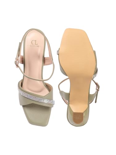 Image of Carlton London women's Embellished Strap Ankle Strap Sculpted Heel Sandals