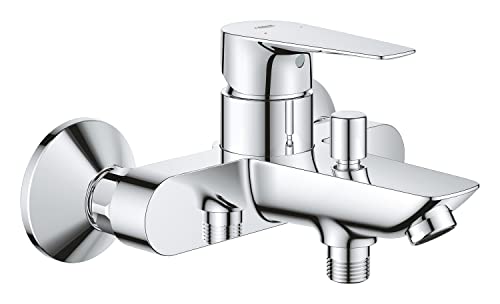 GROHE StartEdge, Badewannenarmatur mit Werkzeug (Duscharmatur für Badewanne, Auto-Umstellung Wanne/Brause, integriertes Rücklaufventil, Metallhebel, S-Anschlüsse, Mischbatterie), chrom, 24198001