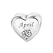 KunBead April Birthstone Birthday Month Flower Heart Love Bead Charms Compatible with Pandora Bracelet for Women