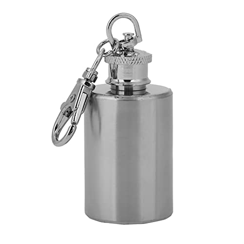 Frasco de Alcohol de Acero Inoxidable, Botella de Whisky de Vino Portátil con Llavero de Embudo, Botella de Whisky para Viajes Al Aire Libre, Camping (Jarra llavero de 1 oz + 1