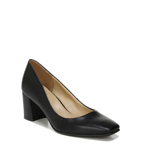 Naturalizer Womens Warner Square Toe Block Heel Pump,Black Smooth,9.5