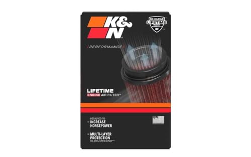 Image of K&N High-Flow Original Lifetime Universal Clamp-On Air Filter: High Performance, Premium, Washable: Flange Diameter: 1.75 In, Filter Height: 5 In, Flange Length: 0.625 In, Shape: Round, RU-0360