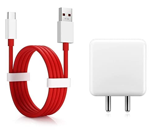 Image of Fast Type-C Charger For Xiaomi Redmi Note 11T Pro+, Xiaomi Redmi Note 11 T Pro Plus Charger Original Adapter Like Qualcomm QC 3.0 Quick Charge Adaptive Fast Charging, Rapid, Dash, VOOC, AFC Charger with 1 Meter Type C USB Data Cable (KT1, White,RED)