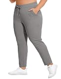 Cootry Women'S Plus Size Pants 7/8 Stretch Sweatpants Golf Athletic Travel Work Casual Joggers With Deep Pockets Dusty Grey 3Xl