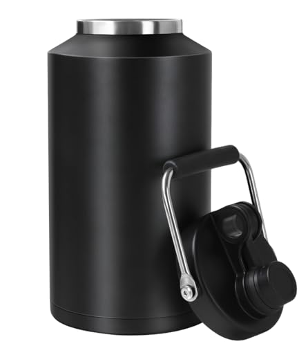 Comparison: Best Water Jug For Work 11 Gallon Water Jug,Insulated Water Bottle, 1 Gallon Jug with Handle, 128 oz Stainless Steel Large Water Bottle Wide Mouth Double Vacuum for Hot & Cold Drinks, Black