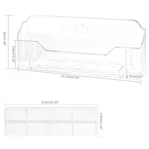 4 Pack Clear Acrylic Business Card Holder With Pen Holder - Stand Display Stand Holder for Office Desk - Fits Standard Size Business Cards - PLASTIC SUPPORT PARTS need to be assembled at the bottom