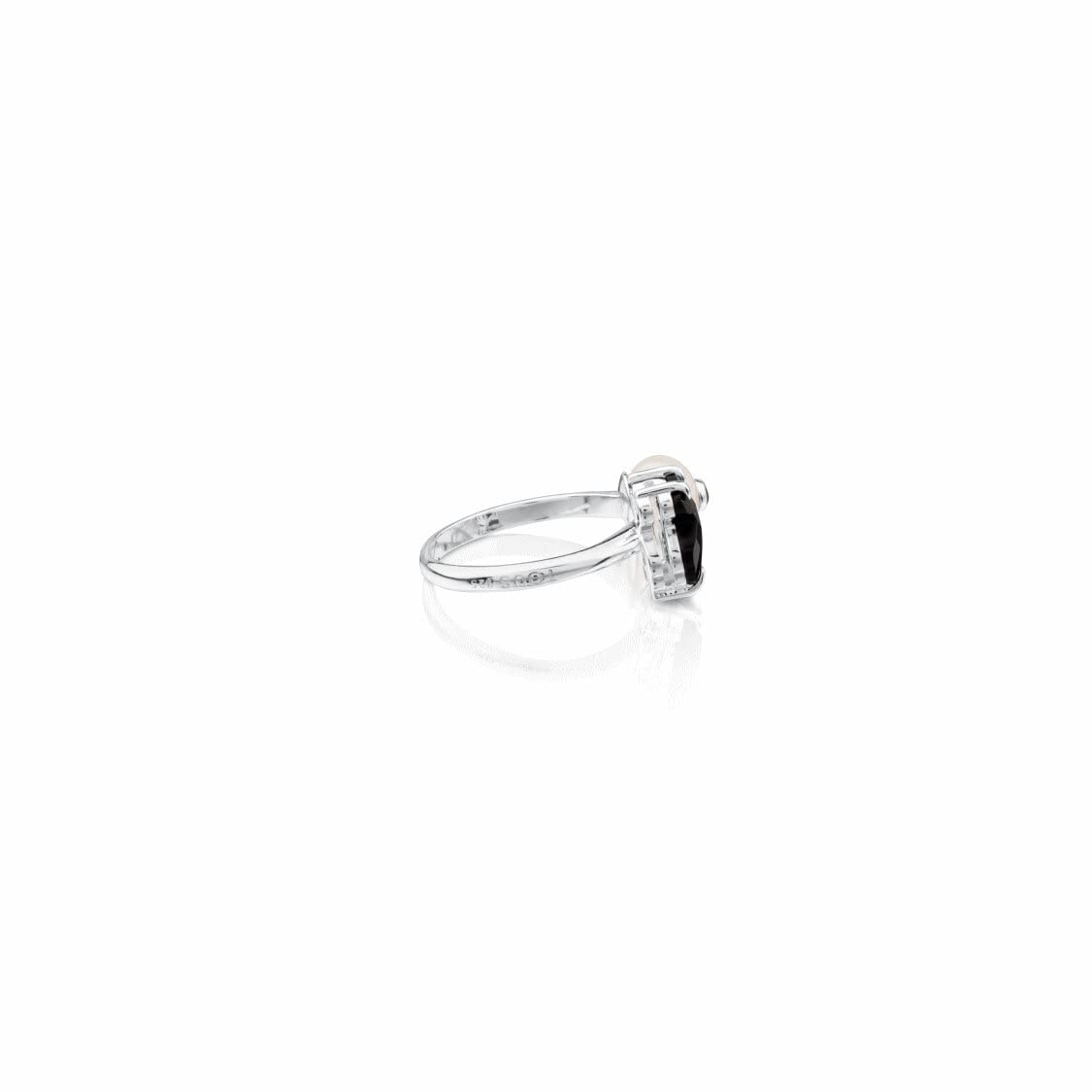 TOUS Anillo de Plata de Primera Ley para Mujer con Perla Cultivada con Espinela y Oso Ónix, Talla 13, Trendy y Personalizable, Colección Erma