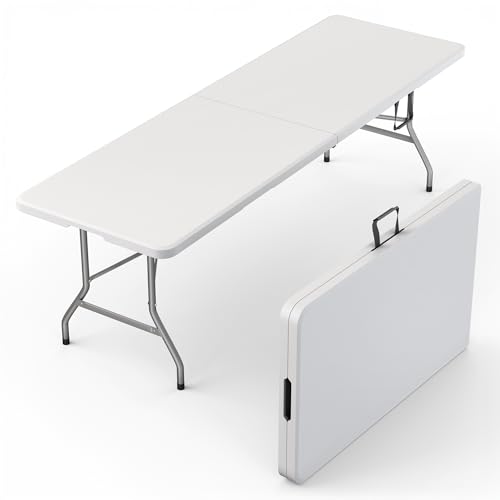 Our Modern Space 8 Feet Foldable Table with Built in Handle & Steel...