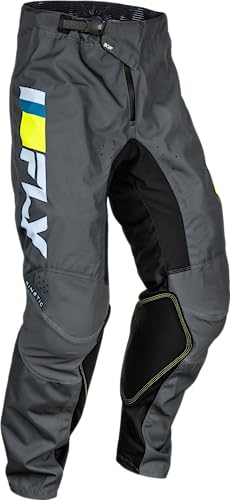 Fly Racing 2024 Adult Kinetic Prix Pants (Ice Grey/Charcoal/Hi-Vis Size 32)
