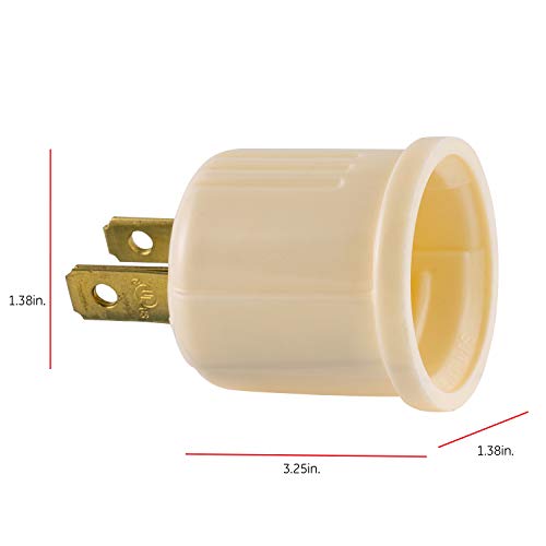 Power Gear 54173 Polarized Socket Adapter, Converts Outlet To Lamp Socket, Perfect For Workshop, Garage Or Utility Room, Polarized Plug, Ul Listed, Light Almond thumb #1