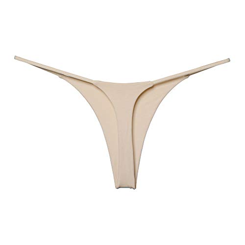 BY.ECG Women's Cotton Thong Double-Layer Sexy G-String Nude/Grey 2 Pack(XS) - Image 3