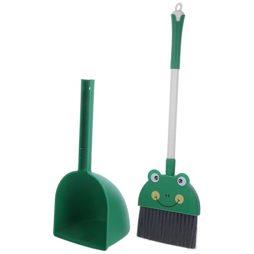 LALAFINA 用掃除道具 幼児向けほうきとちりとり カエルデザイン 大容量ダストトレイ 素材 家用クリーニングおもちゃ 親子遊び促進