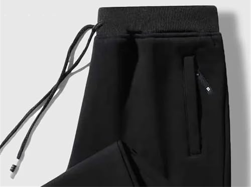 Men's Soft Warm Casual Pants Elastic Waist Zipper Pockets Drawstring Loose Spring Sweatpants3