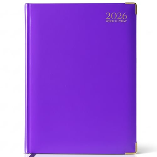 G4GADGET A4 2026 Week to View Purple Diary Gilt Edges Hardback
