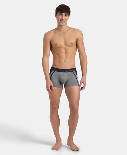 Image of Jockey US21 Men's Super Combed Cotton Elastane Stretch Solid Trunk with Ultrasoft Waistband