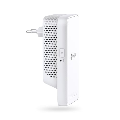 Vista lateral del repetidor WiFi TP-Link RE330 con botón WPS visible para fácil configuración