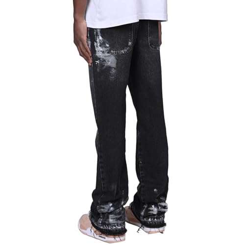 Jean évasé Y2K pour homme pour un style urbain quotidien affirmé en noir - 3