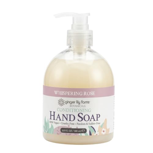 Image of Ginger Lily Farms Botanicals Conditioning Liquid Hand Soap Refill, 100% Vegan & Cruelty-Free, Whispering Rose Scent, 16.9 Fl Oz