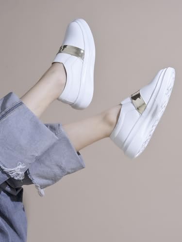 Image of Longwalk White Sneakers for Women & Girls | Trendy & Lightweight Casual Shoes