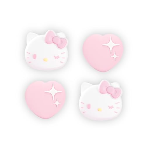 Kuitmor Thumb Grip Caps Compatible with Nintendo Switch 2, Silicone Joystick Grip Caps for Switch 2025, 4pcs, Cute Cat Style, White & Pink