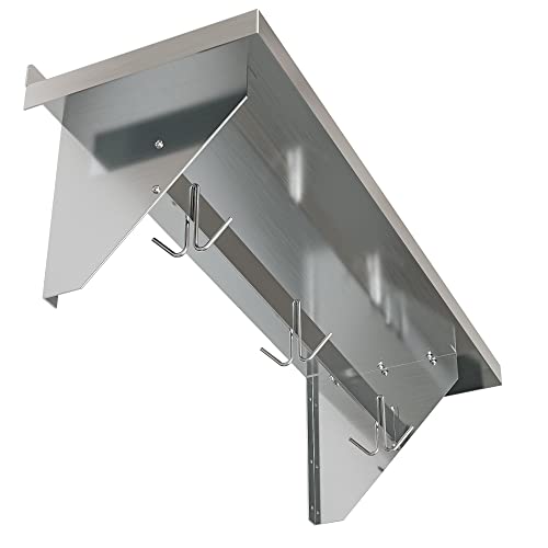 Image of KoolMore 36 inch Commercial Wall Mounted Pot Rack Organizer Shelf with 3 Removable Storage Hooks for Pots and Pans, Stainless-Steel Storage Holder (WMPS-1236), 12 inch X 36 inch