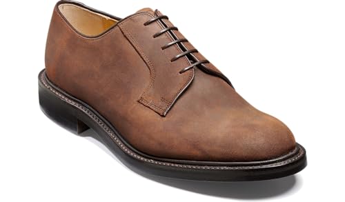 Image of BARKER Nairn Men's Lace-Up Oxford Shoes - Handcrafted Luxury Leather Derby Dress Shoes for Formal Wear