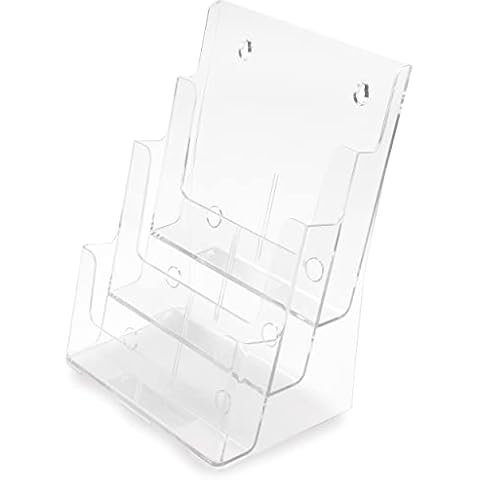 Deflecto Multi-tier Literature Display Holder for Wall or Desktop 3 x A4 Pockets Clear ,24.1 x 32.1 x 20.3 cm Cover