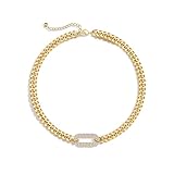 Moodear Gold Necklace for Women Non Tarnish – Chunky Cuban Link Necklace Choker Necklace for Women with CZ Pendant, Statement Trendy Jewelry Gift