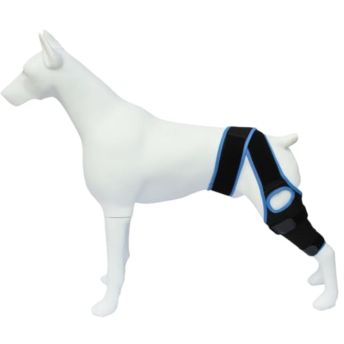 ペット用サポーター 犬用 リハビリ 用品 後ろ足 膝パッド ブレース 犬用サポーター 小型犬 中型 大型犬 サポーター 足首 関節 プロテクター 老犬介護 介護用品 傷口保護 簡単な脱着 調節可能 舐め防止 (XS,ブラック) (M,ダークブルー)