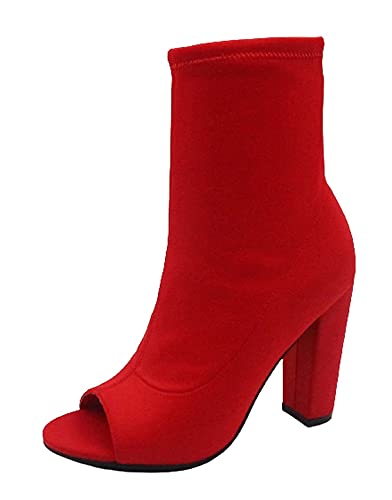 open toe red booties
