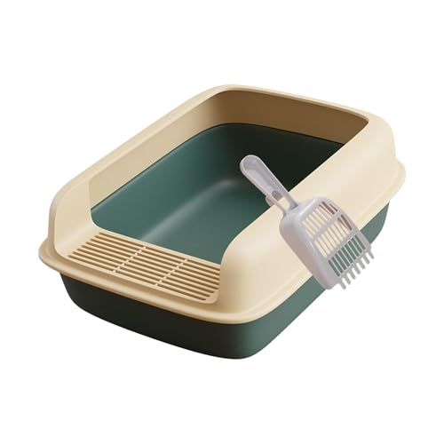 Gralara Cat Litter Tray Pet Litter Pan Semi Enclosed Splashproof with Spoon Kitten Litter Tray for Pet Birthday Small Animals Kitten, Large