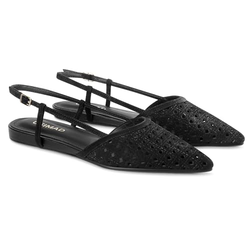 Image of USIMAD Women's Mesh Leather Slingback Flats Pointed Toe Breathable Comfortable Office Dress Shoes